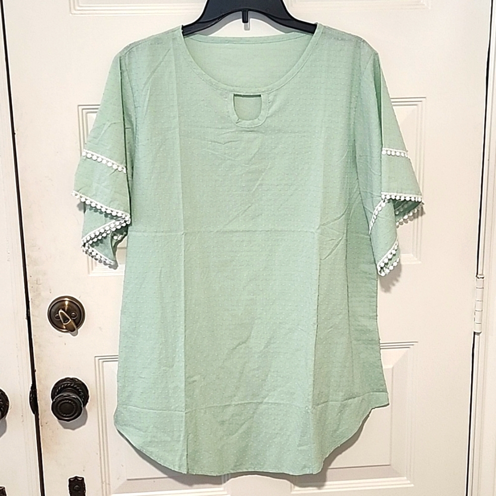 Orange Farm Pom Pom Flutter Sleeve Shirt Size XL NWOT
